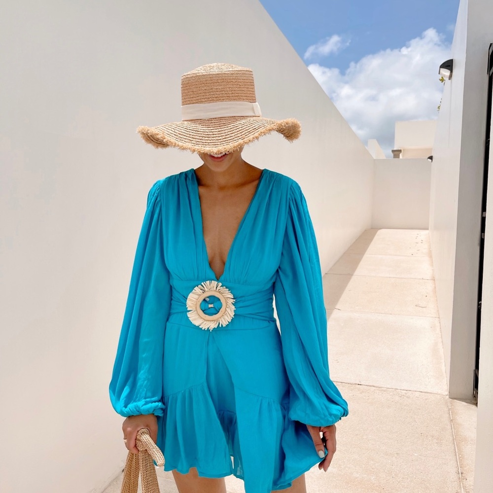 Missguided Aqua Blue Long-sleeve Mini Dress